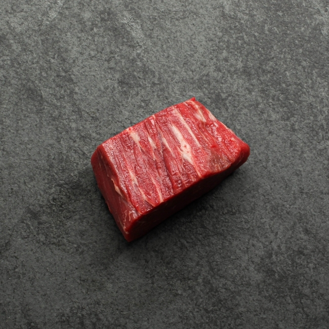 overhead shot of a raw 4 oz aaa beef filet mignon steak