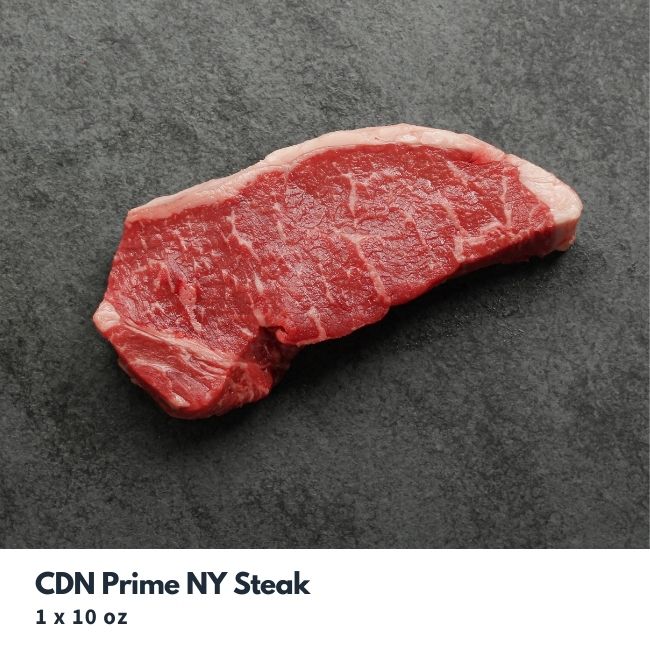 Overhead view of a raw new york strip steak